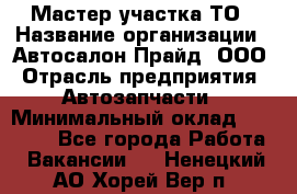 Мастер участка ТО › Название организации ­ Автосалон Прайд, ООО › Отрасль предприятия ­ Автозапчасти › Минимальный оклад ­ 20 000 - Все города Работа » Вакансии   . Ненецкий АО,Хорей-Вер п.